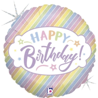 Happy Birthday Pastellisateenkaari Foliopallo