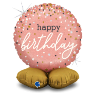 Happy Birthday Seisova Folioilmapallo Ruusukulta