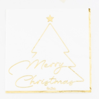 Valkoiset Merry Christmas -servetit