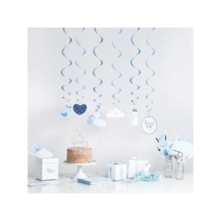 Babyshower-kierrekoristeet sininen
