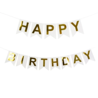 Happy Birthday Viirinauha Kulta/Valkoinen