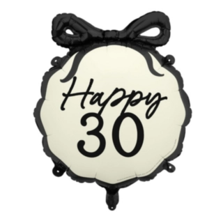 Happy 30 Folioilmapallo Musta/Valkoinen