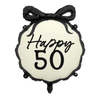 Happy 50 Folioilmapallo Musta/Valkoinen
