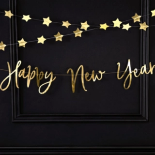 Happy New Year Kirjainnauha Kulta