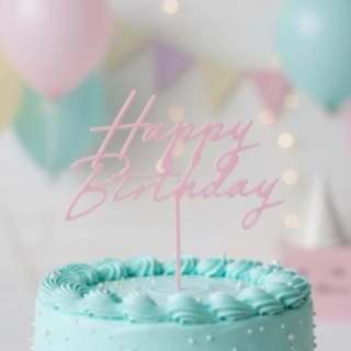 Happy Birthday Akryylikakkukoriste Matta Pinkki