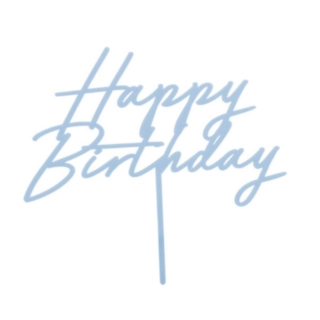 Happy Birthday Akryylikakkukoriste Matta Vaaleansininen