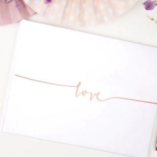 Love Vieraskirja Ruusukulta/Valkoinen