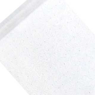 Kuviollinen Organza-kangasrulla Valkoinen