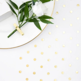 Kultapilkullinen Organza-kaitaliina Valkoinen