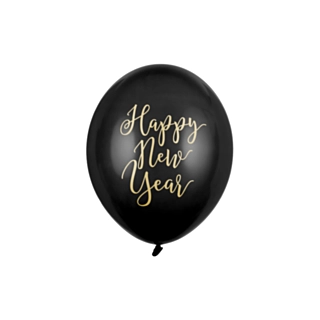 Happy New Year ilmapallot musta