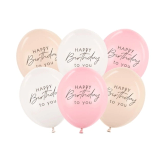 Happy Birthday Lateksipallot Vaaleanpunainen Mix