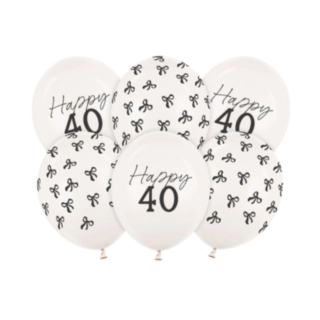 Happy 40 Syntymäpäivä Lateksipallot Off-White