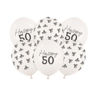 Happy 50 Syntymäpäivä Lateksipallot Off-White