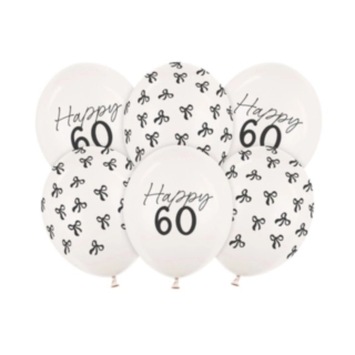 Happy 60 Syntymäpäivä Lateksipallot Off-White