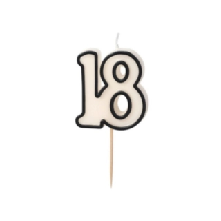 18-Vuoden Kynttilä Musta/Valkoinen