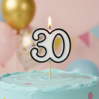 30-Vuoden Kynttilä Musta/Valkoinen