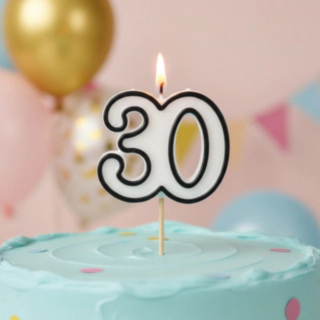30-Vuoden Kynttilä Musta/Valkoinen