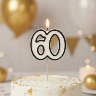 60-Vuoden Kynttilä Musta/Valkoinen