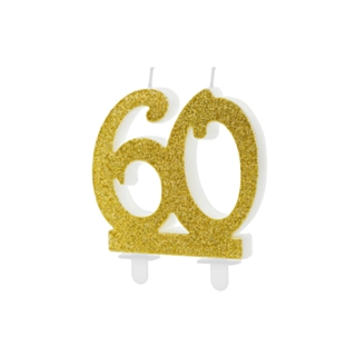 60-vuotta Kimalteleva Kakkukynttilä Kulta