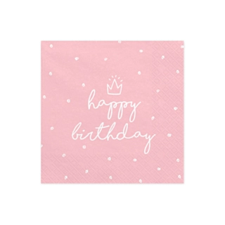Happy Birthday -servetit, vaaleanpunaiset
