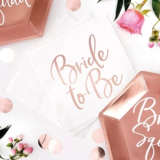 Ruusukultaiset Bride to Be -servetit
