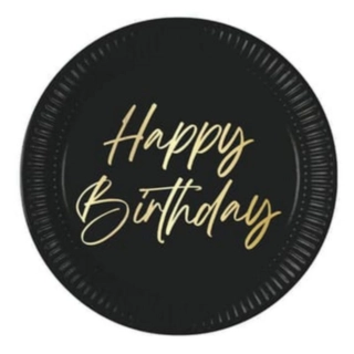 Happy Birthday Kertakäyttölautaset Musta/Kulta