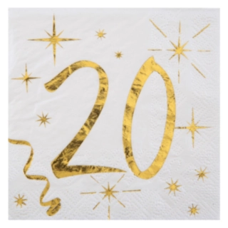 Kultaiset 20-vuotisjuhlien servetit