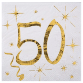 Kultaiset 50-vuotisjuhlien servetit