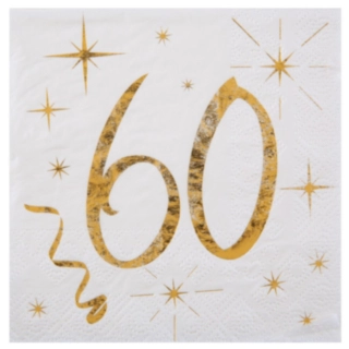 Kultaiset 60-vuotisjuhlien servetit