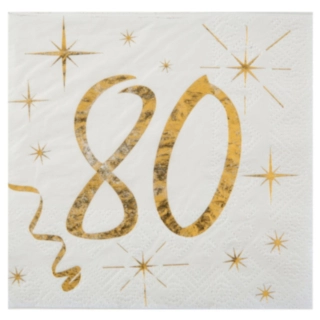 Kultaiset 80-vuotisjuhlien servetit