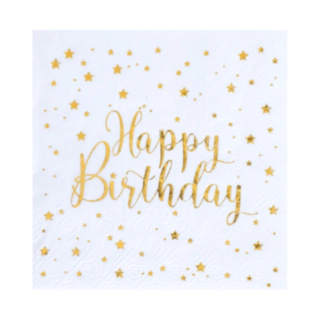 Lautasliinat Happy Birthday Kulta/Valkoinen