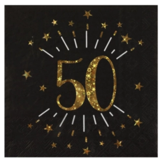 Mustat 50-vuotisjuhlien servetit