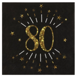 80-vuotisjuhlien Servetit Kimaltava Kultamusta