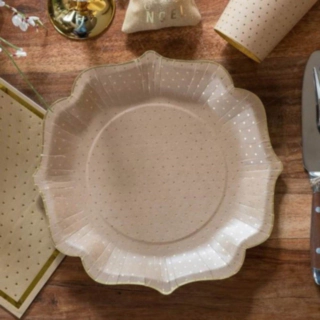 Kohopilkulliset Pahvilautaset Beige/Kulta