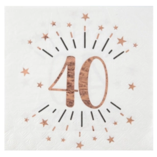 40-vuotispäivän konfetti servetit, ruusukulta