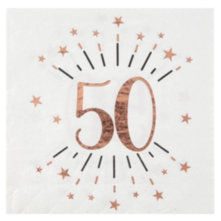 50-vuotispäivän konfetti servetit, ruusukulta