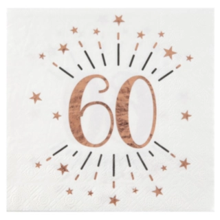 60-vuotispäivän konfetti servetit, ruusukulta