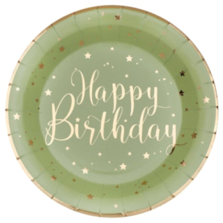 Happy Birthday Kertakäyttölautaset Oliivi