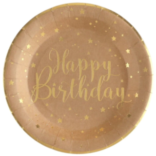 Happy Birthday Kertakäyttölautaset Pahvinruskea