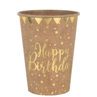 Happy Birthday Kertakäyttökupit Pahvinruskea