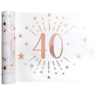 40-Vuotisjuhlien Kaitaliina Valkoinen/Ruusukulta