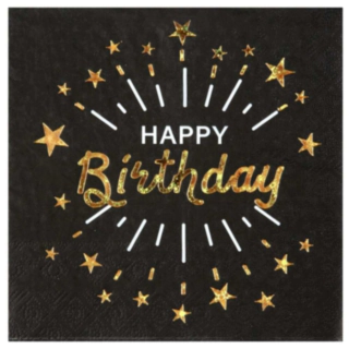 Happy Birthday Servetit Musta/Kulta