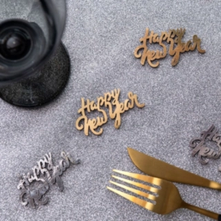 Happy New Year Puu Konfetti Hopea/Kulta