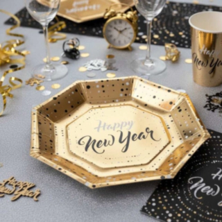 Happy New Year Pahvilautaset Kulta
