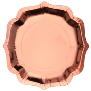 Kiiltävät Scallop Pahvilautaset Ruusukulta