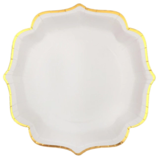 Kultareunaiset Scallop Kertakäyttölautaset
