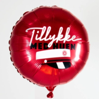 Pyöreä Tillykke Med Huen Foliopallo Punainen