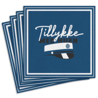 Siniset Tillykke Med Huen -servetit