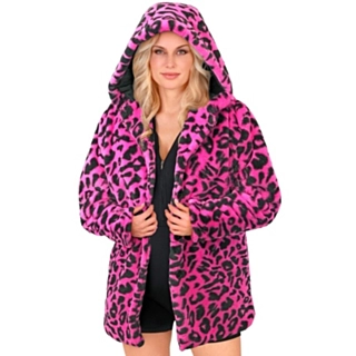 Leopardi Hupullinen Turkistakki Neonpinkki