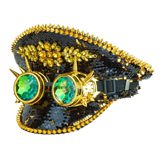 Kimalle Steampunk Kapteeninhattu Musta/Kulta